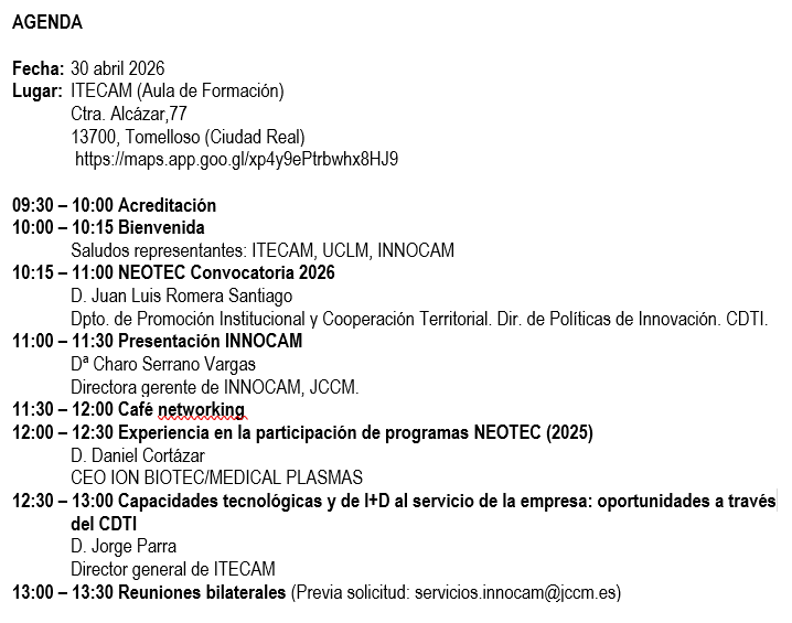 Agenda Jornada NEOTEC 2026