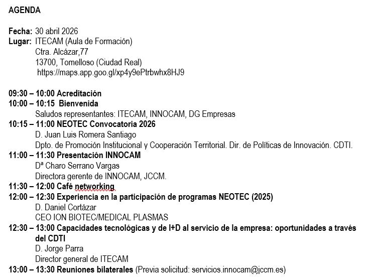 Agenda Jornada NEOTEC 2026